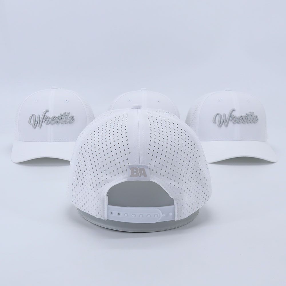 White Wrestle Laser Mesh Hat