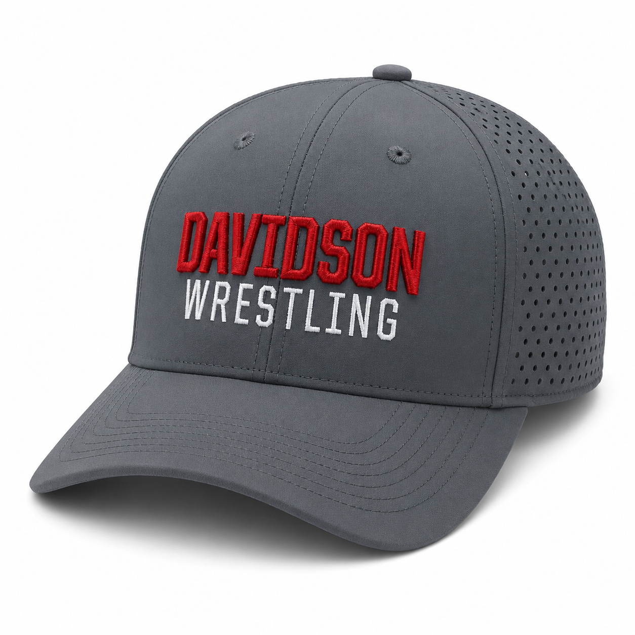 Davidson Wrestling Charcoal Laser Mesh Hat