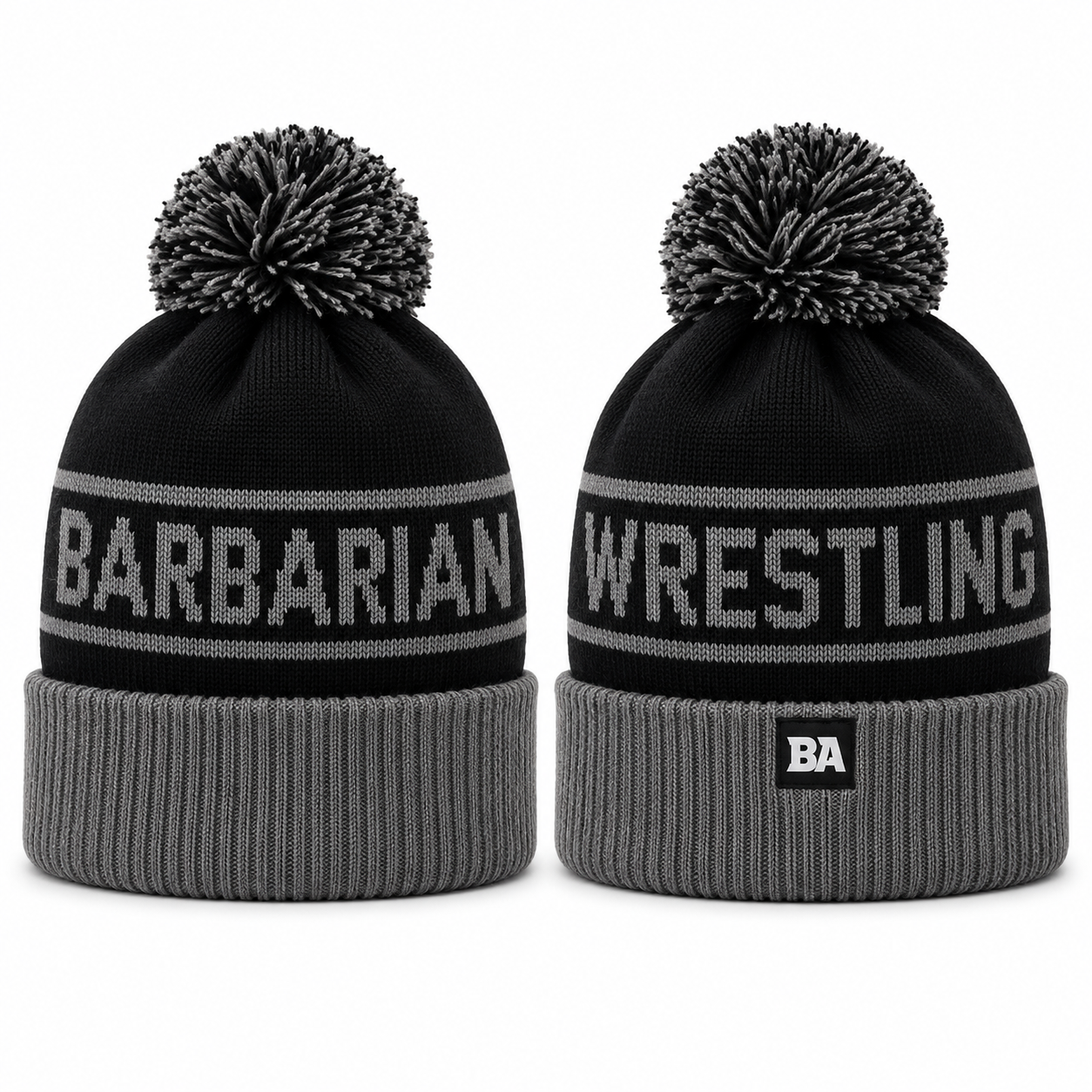 Barbarian Black/Grey Pom Beanie