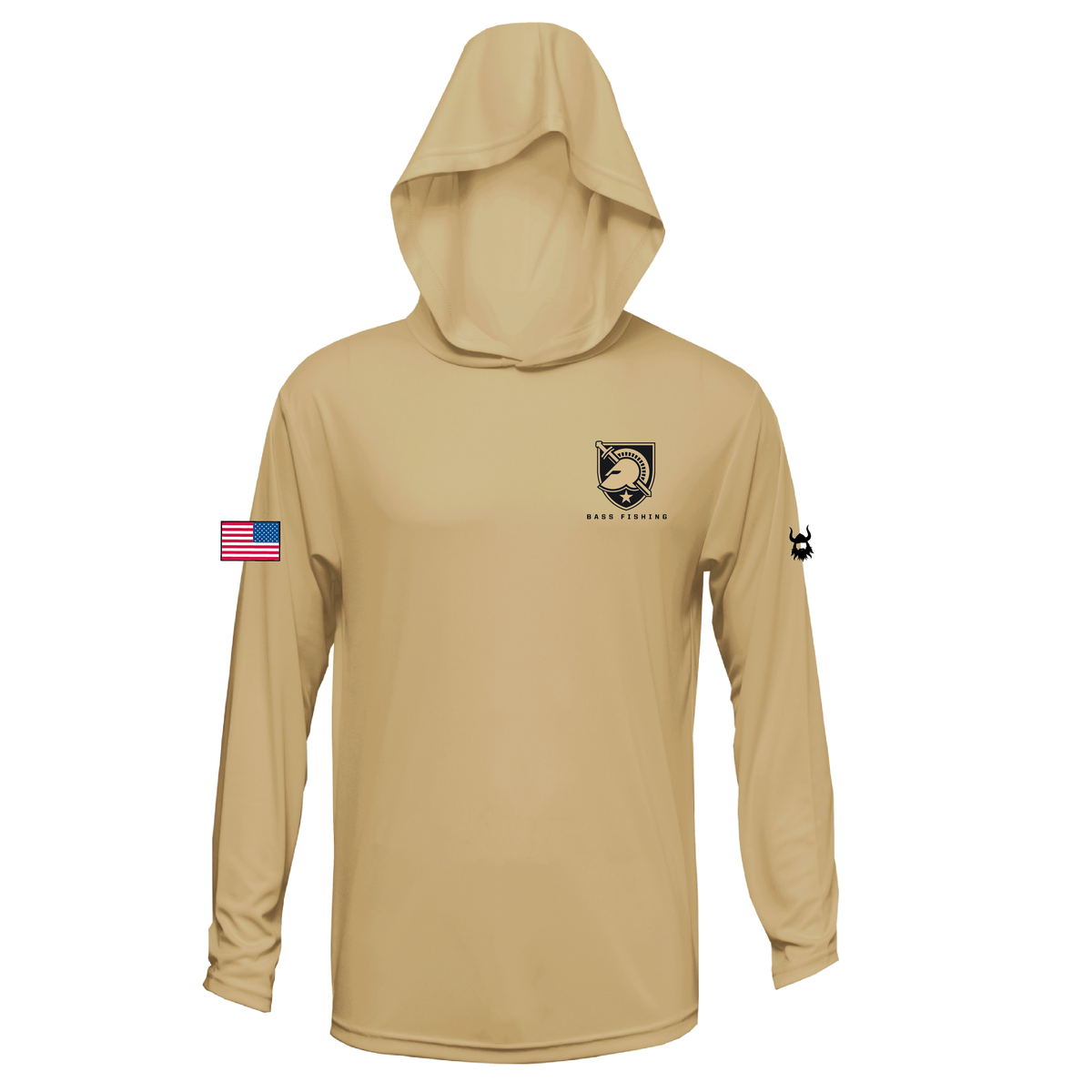 Army Bass Fishing Gold Hooded Long Sleeve Sun Shirt