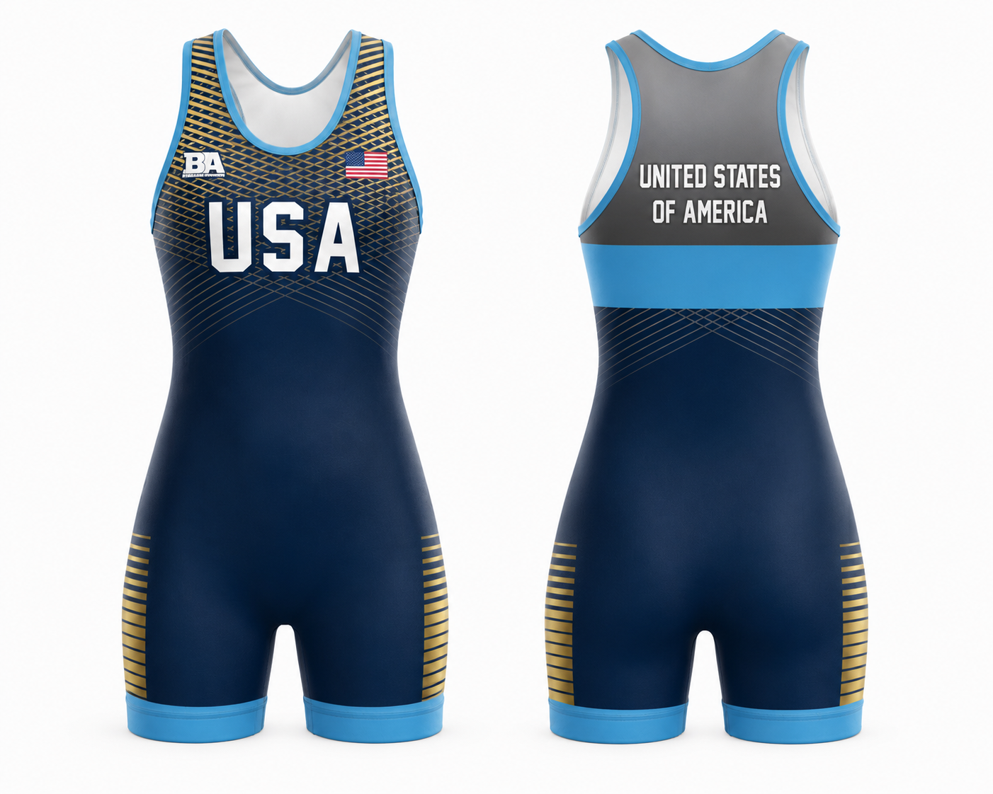 Blue/Gold Usa Womens Singlet