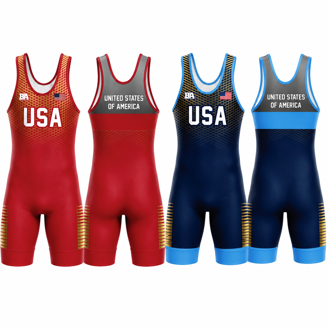 USA Red/Blue & Gold Mens Singlet Bundle
