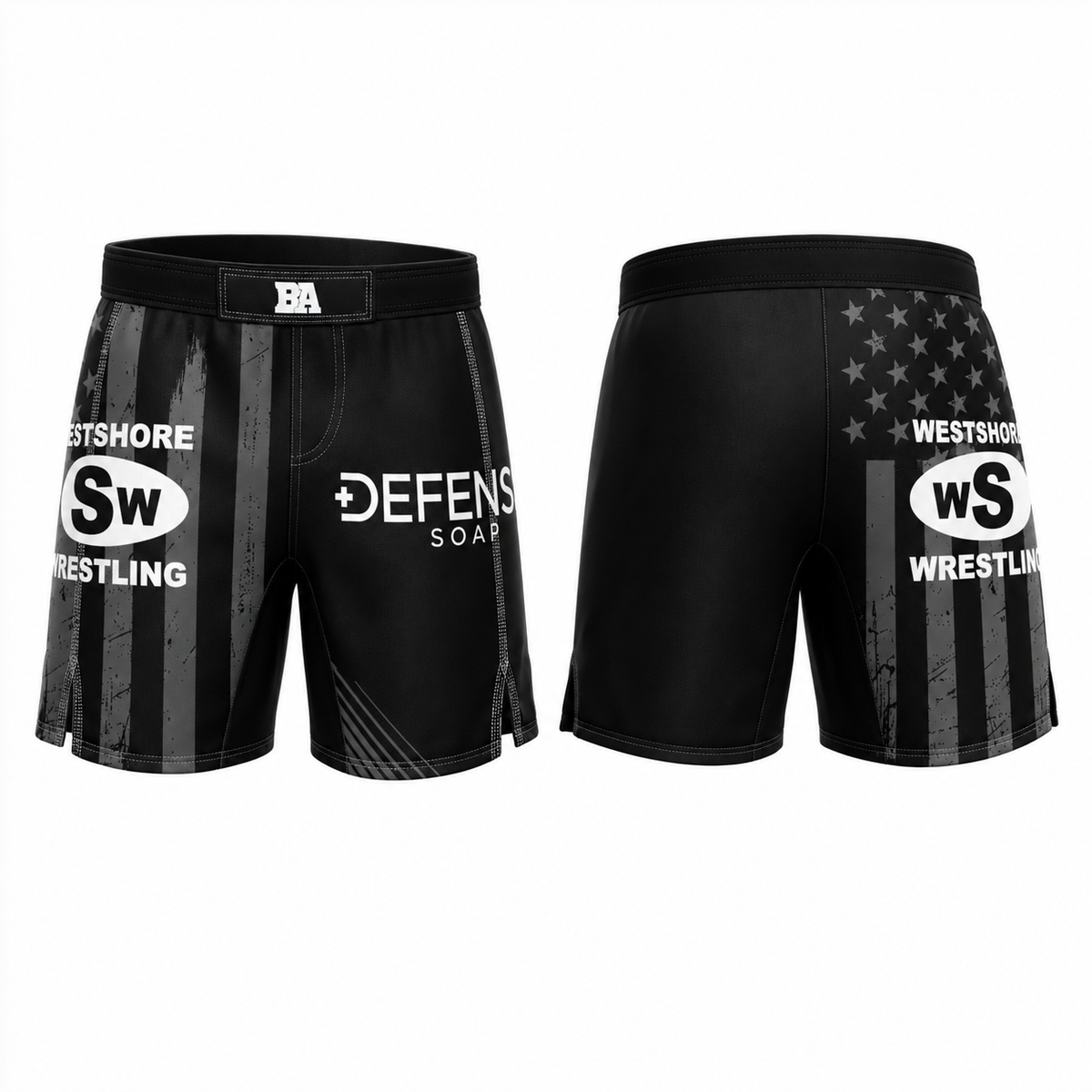 Westshore Black USA Fight Shorts