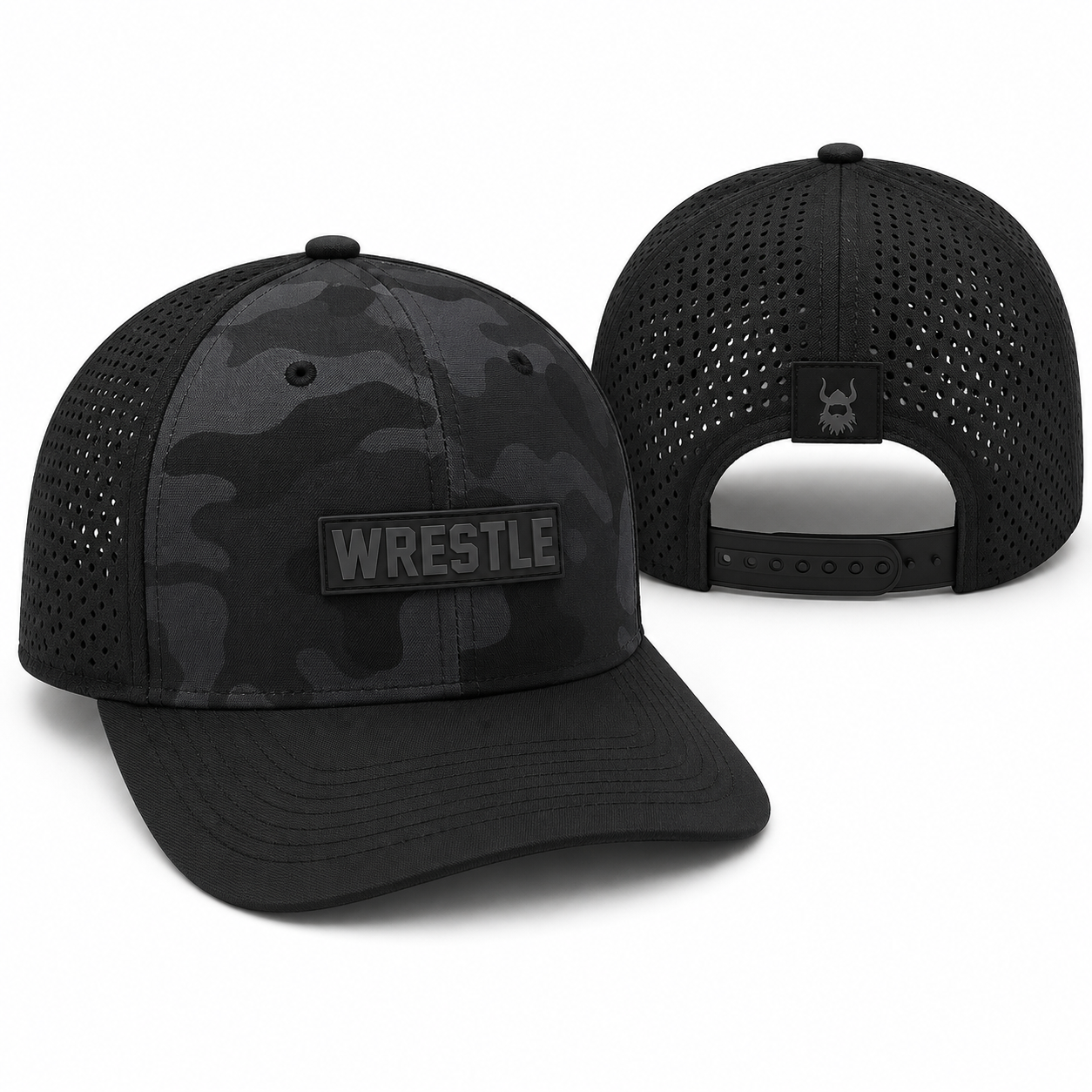 Black Camo Wrestle Laser Mesh Hat