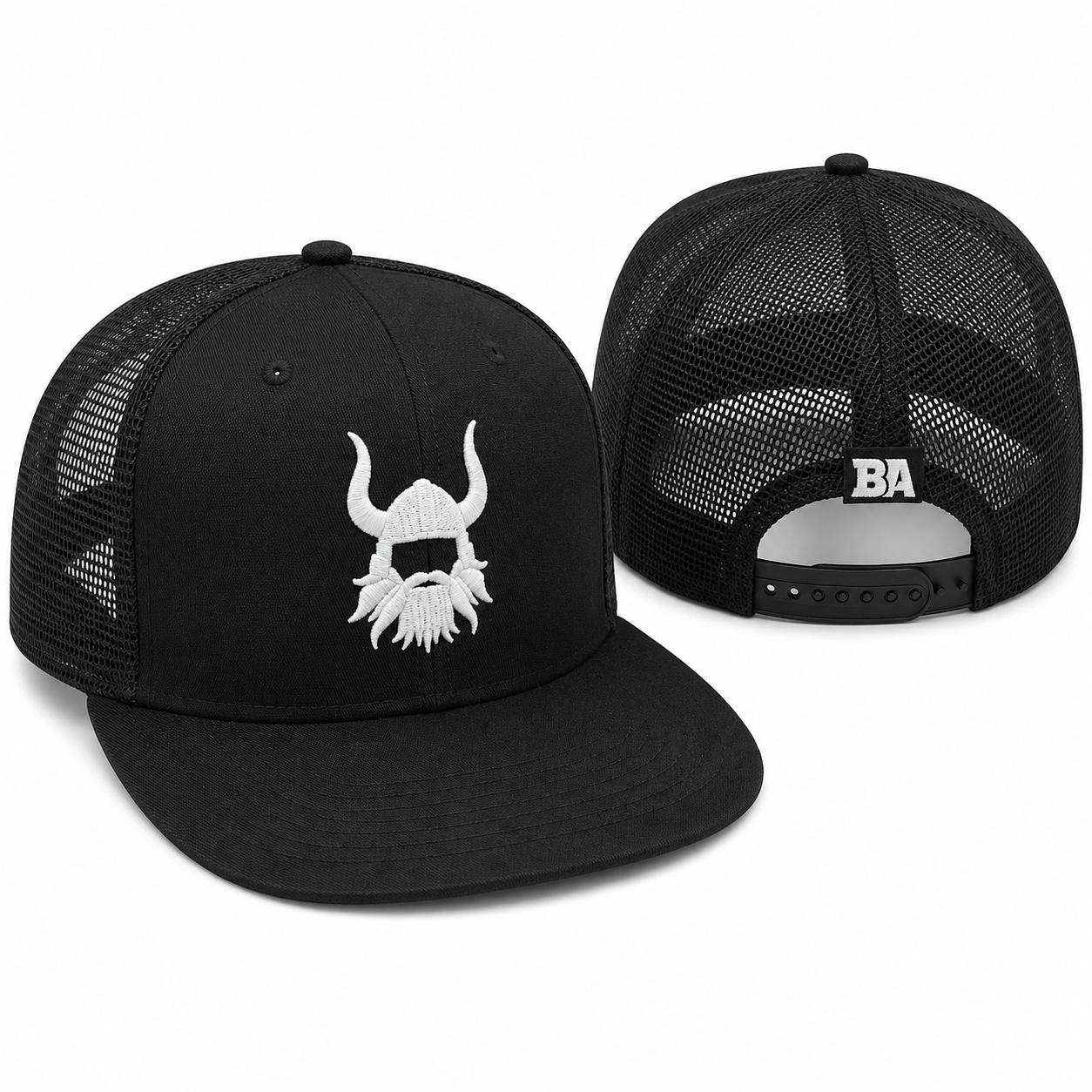 BA Black and White Flat Bill Mesh Hat