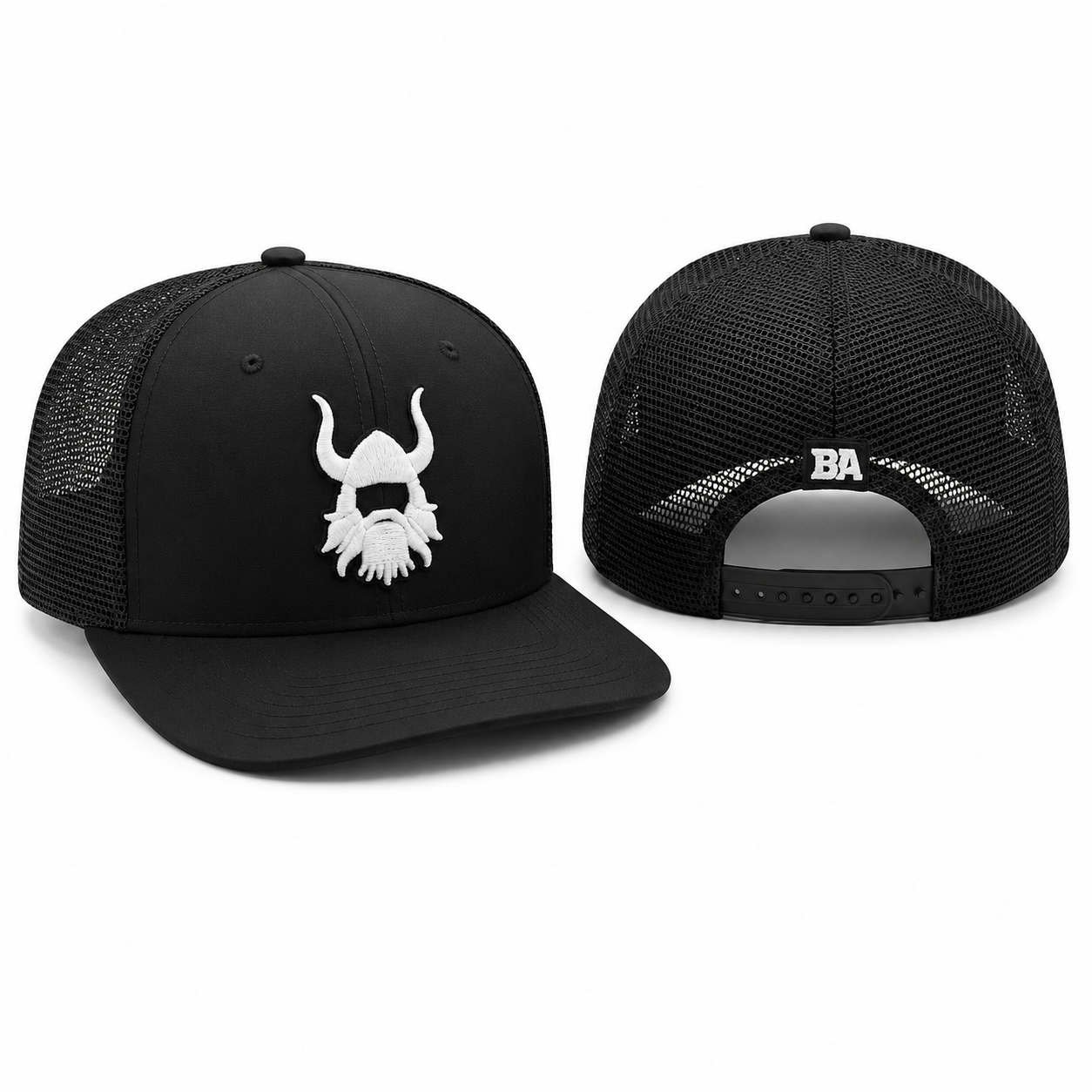 BA Black and White Curved Bill Mesh Hat