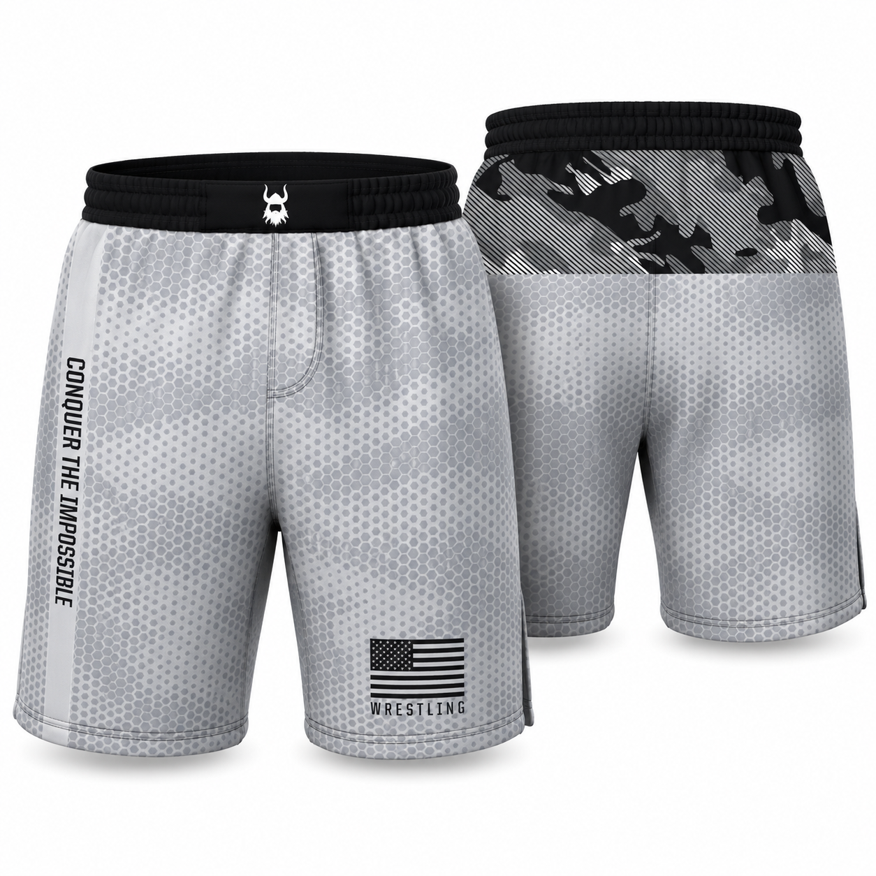Grey Camo Fight Shorts