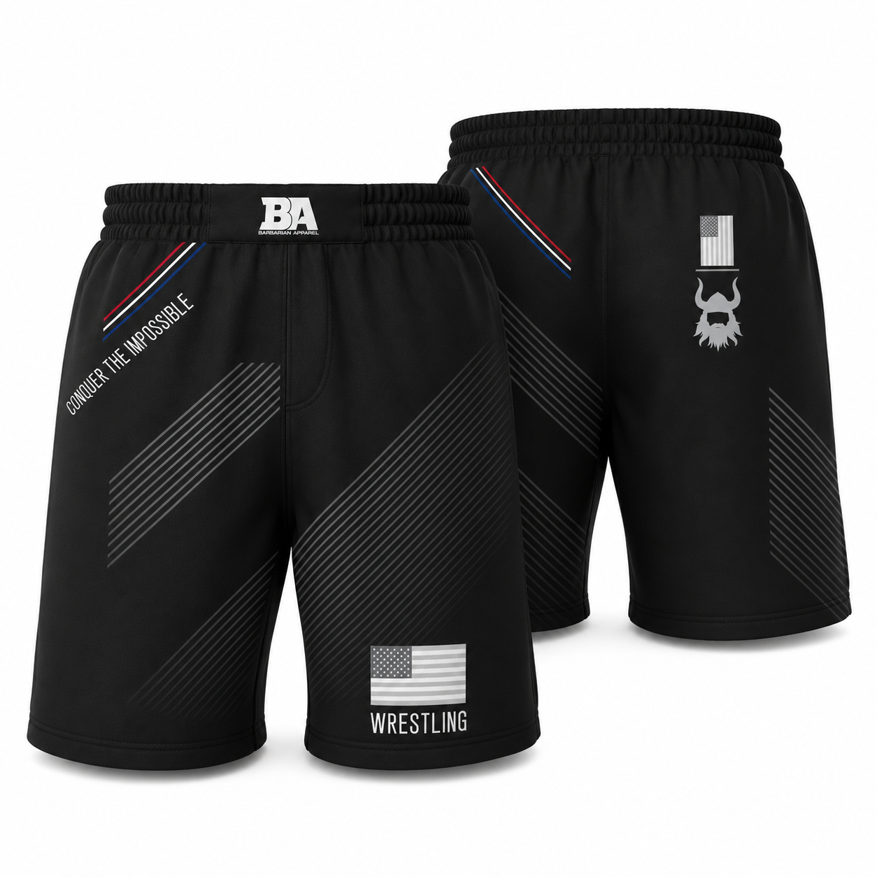 BA Black & Grey Fight Shorts