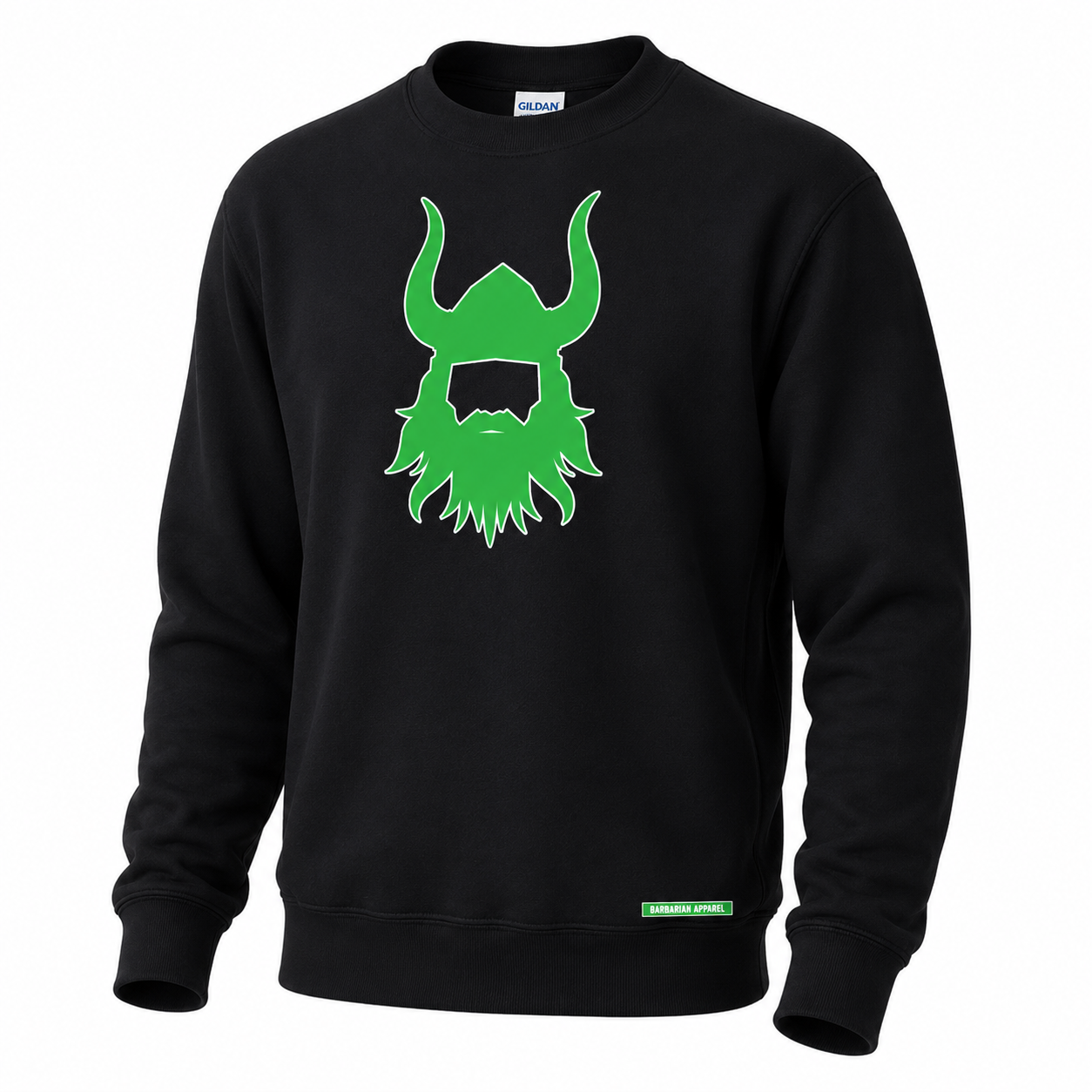 Black/Green Warrior Crewneck