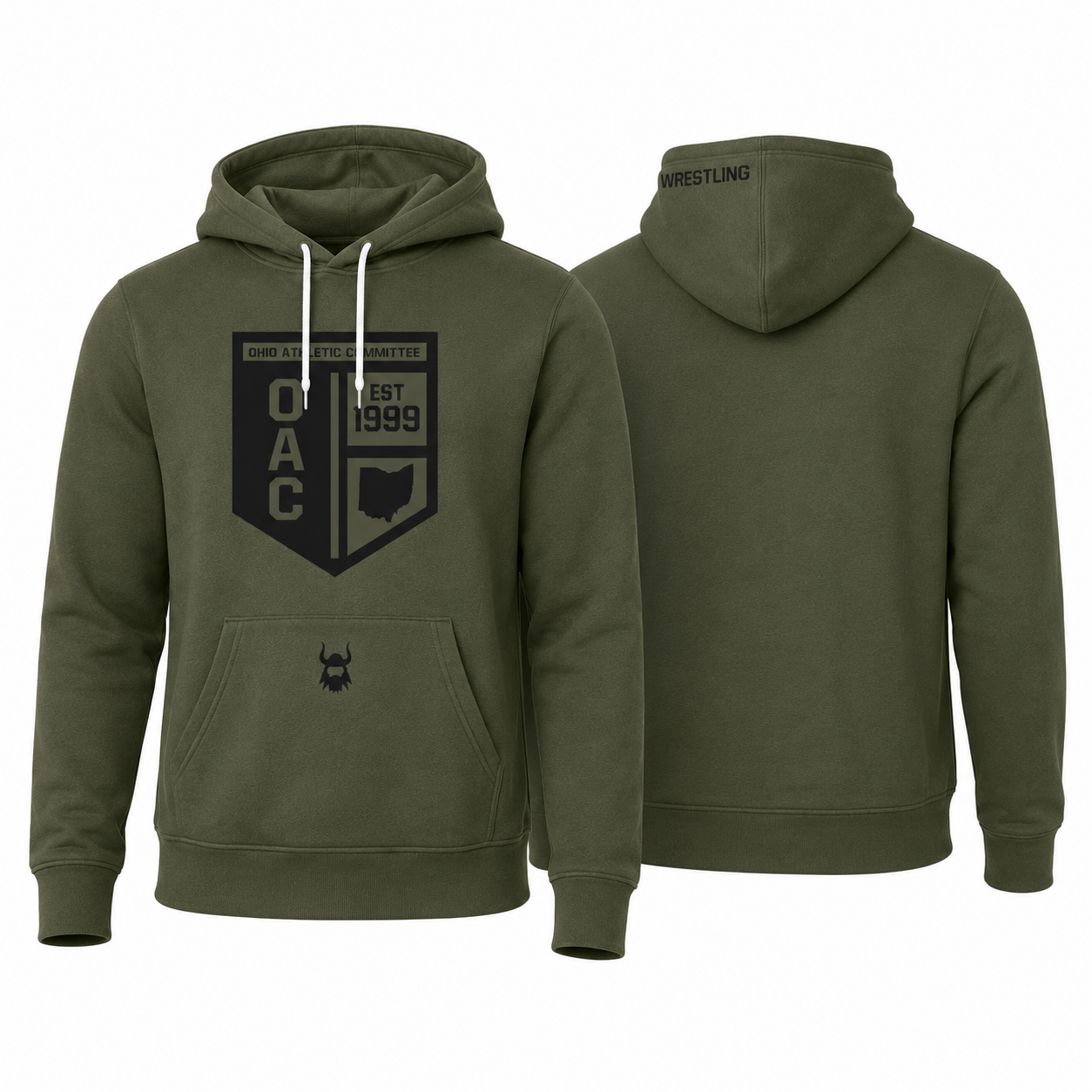 OAC Crest Military Green Hoodie (wrestling on hood)
