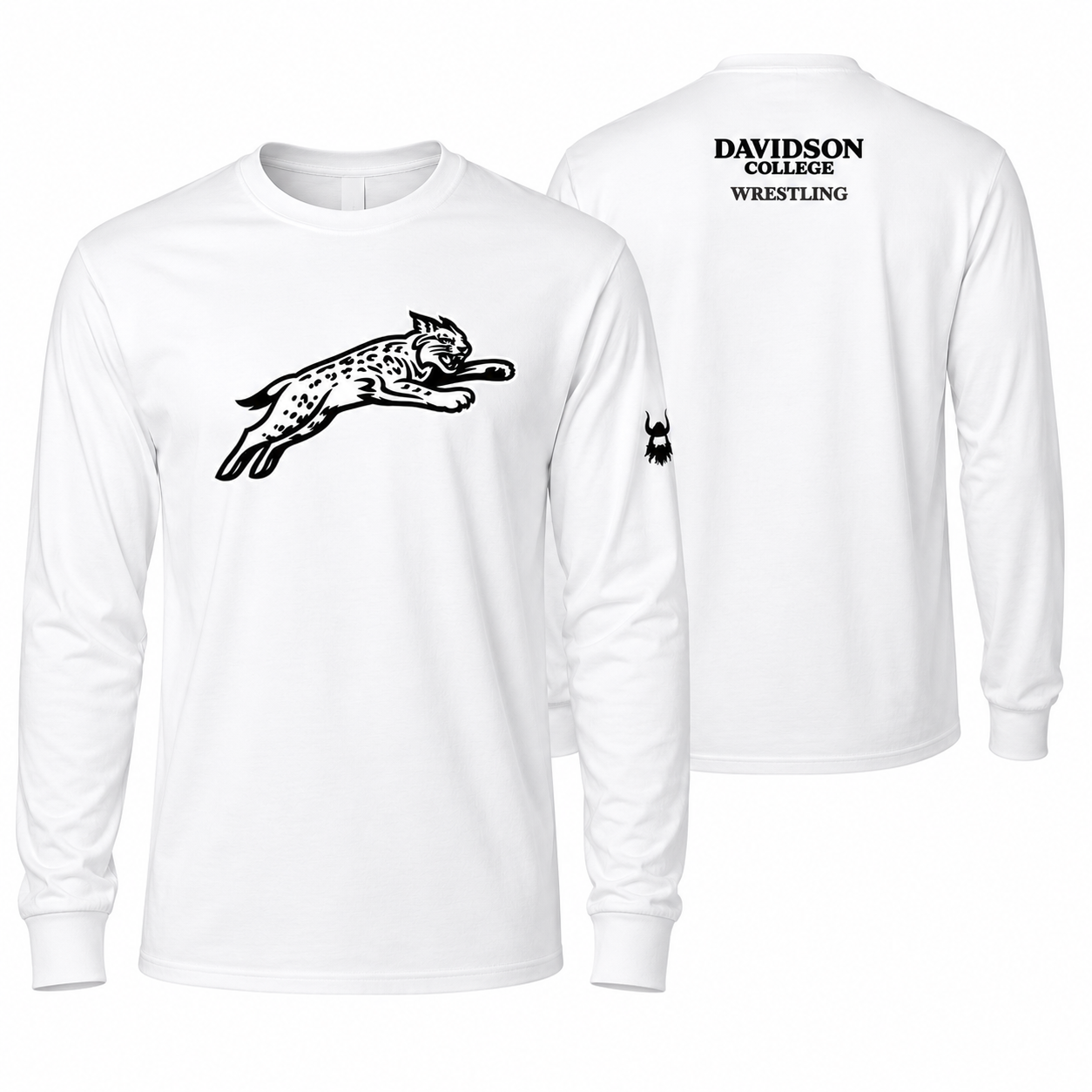 Davidson Jumping Cat White Long Sleeve Shirt