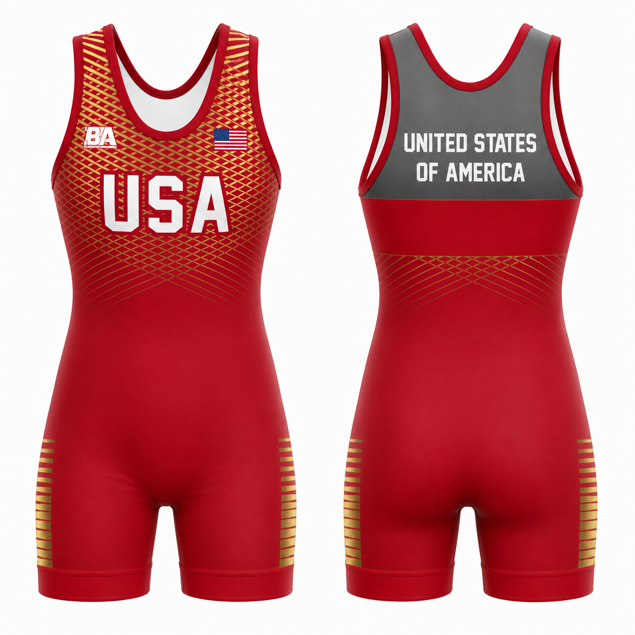Red/Gold Women's USA Singlet