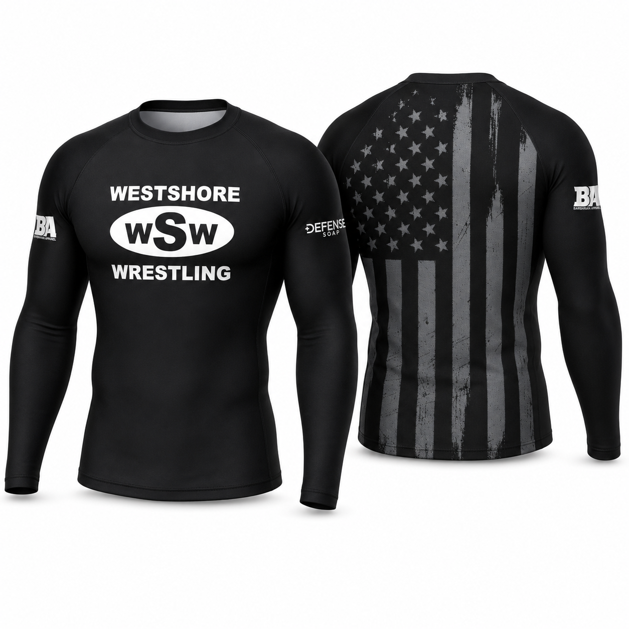 Westshore Long Sleeve Black USA Compression Shirt