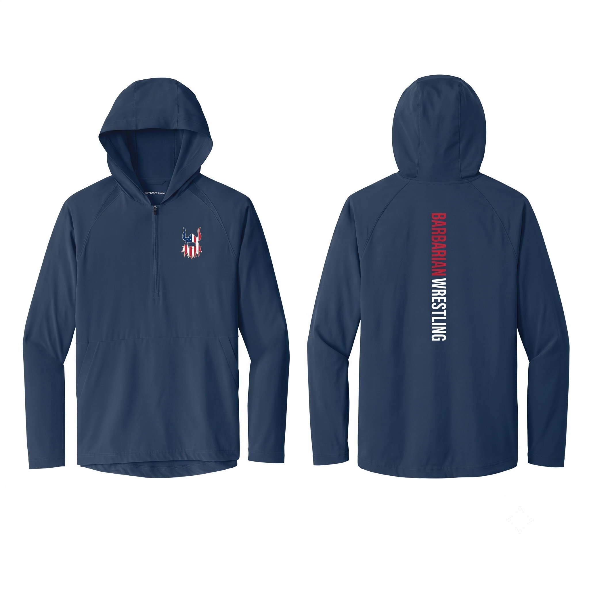 BA Navy USA Long Sleeve Hooded Pullover