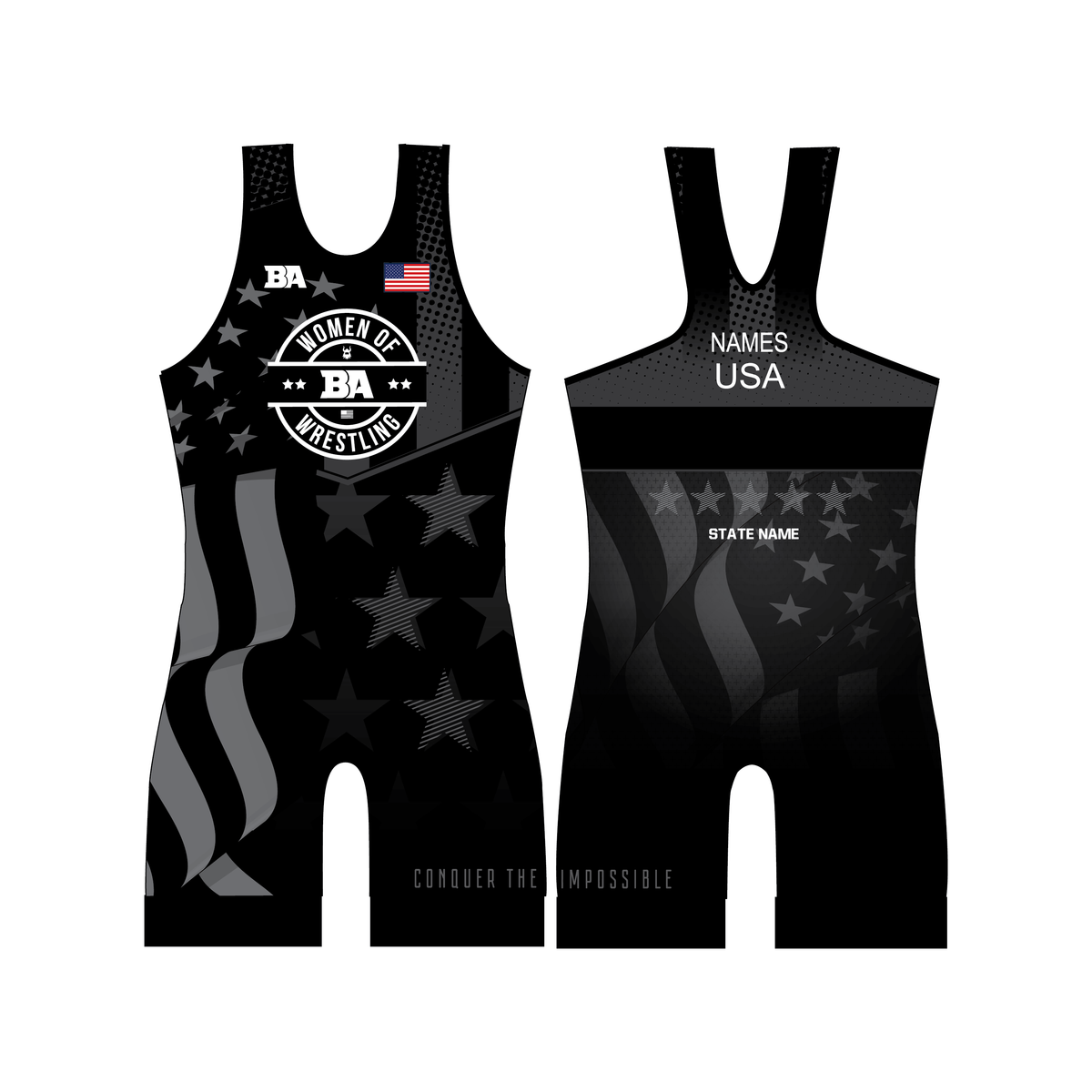 BA Women Of Wrestling Black Singlet *Limited Edition*