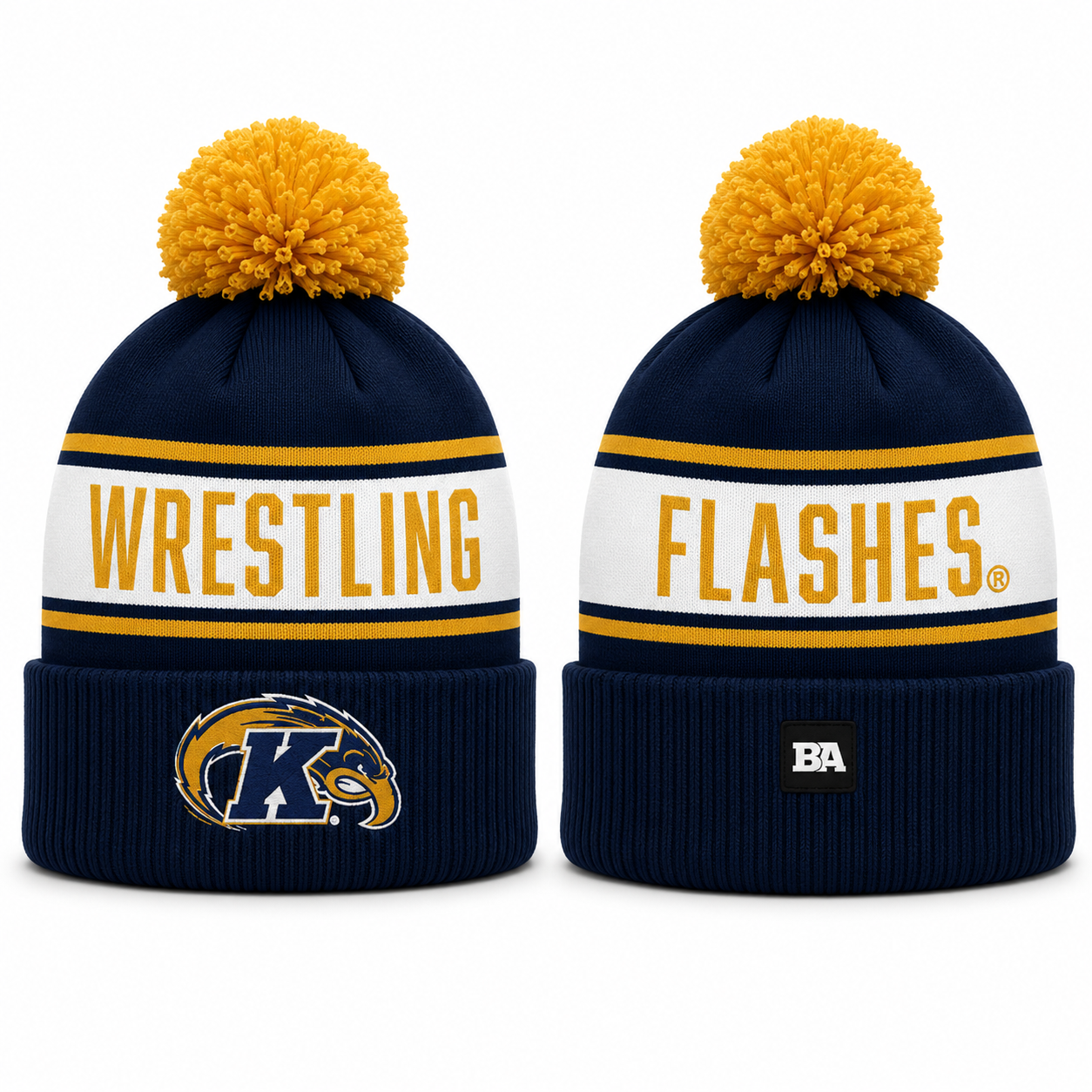 Kent State Wrestling Pom Beanie