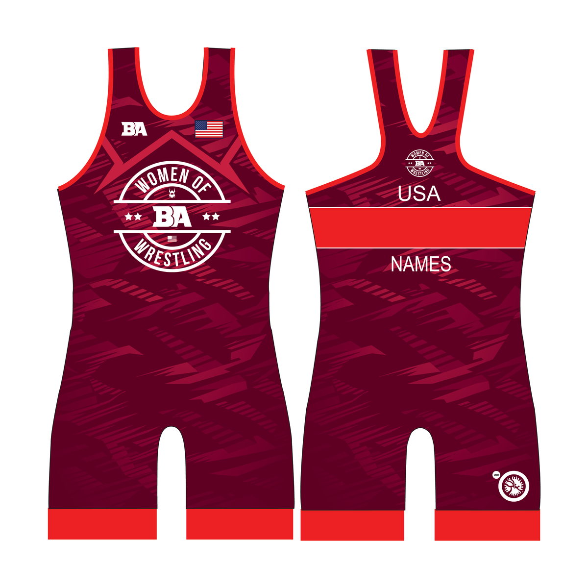 BA Women Of Wrestling Red Singlet